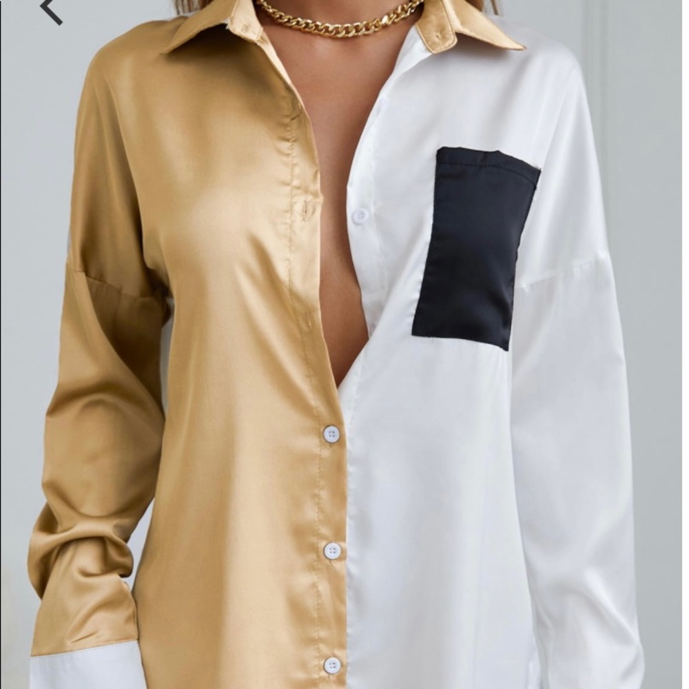 Color block long blouse